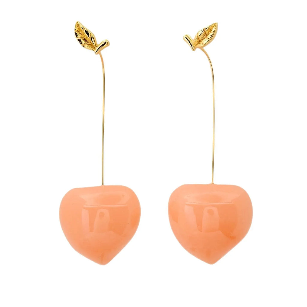 Gold plated fruit and vegetable design earrings in seven colours including carrot, blueberry and lemon options