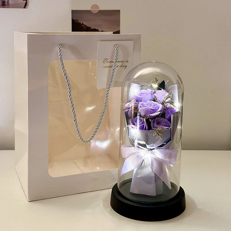 Formed bionic bouquet artificial flower arrangement in a selection of colours including gradient blue and light pink.