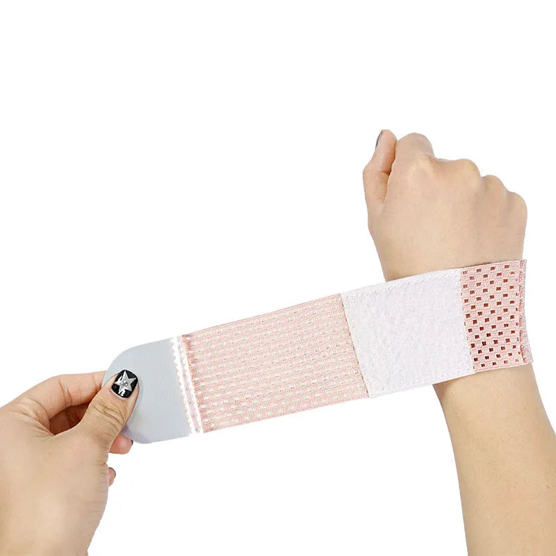 Athletic wristguards with elastic breathable construction in black, grey, and pink colours