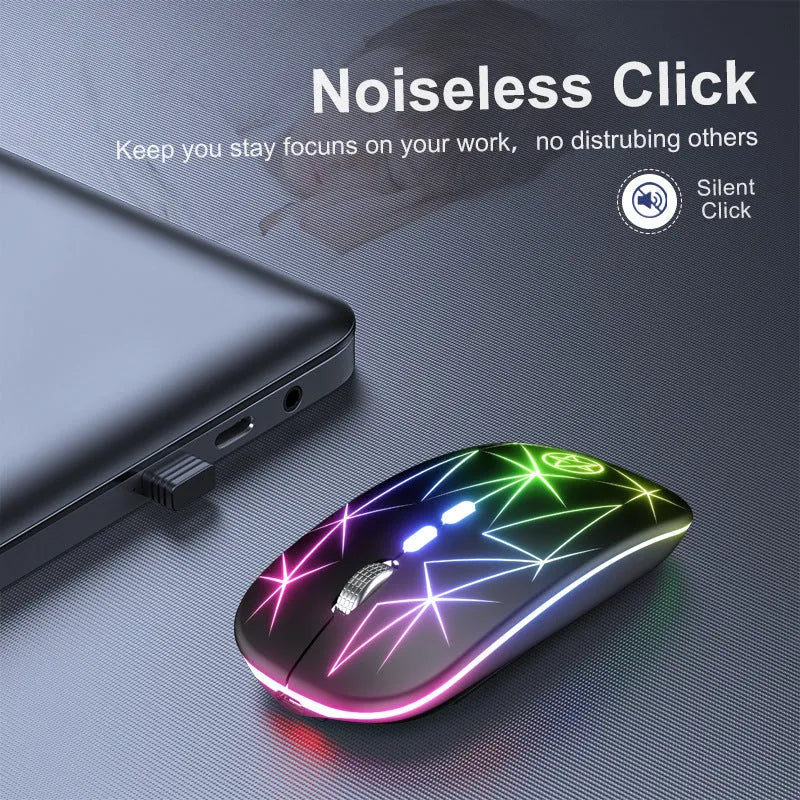 Wireless Bluetooth mouse with luminous charging indicator and metal scroll wheel in six colour options
