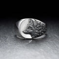 Geometric wolf ring in silver alloy with retro domineering styling for men
