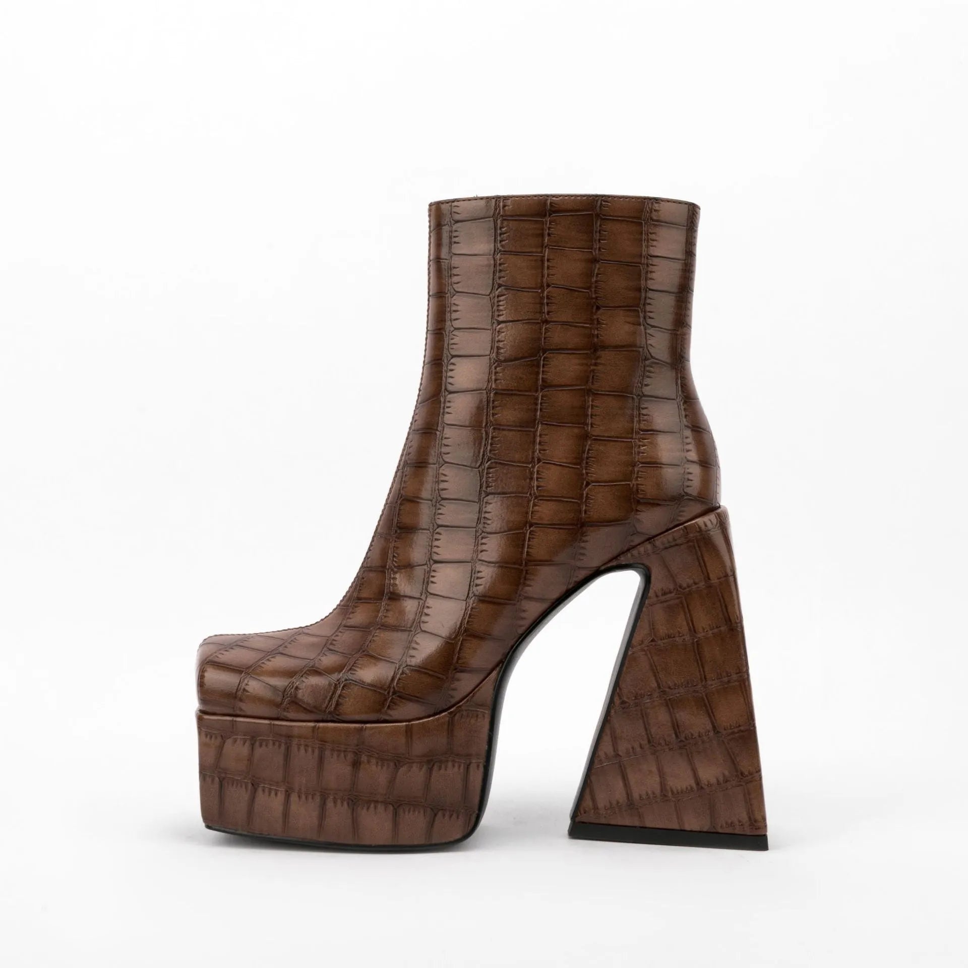 Women's ankle boots in artificial PU leather with super high heel above 8cm in solid colour options