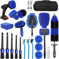 26-piece car wash brush set with tyre brush for automotive cleaning