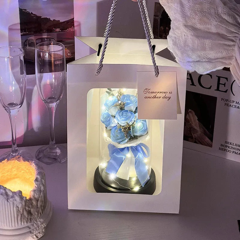 Formed bionic bouquet artificial flower arrangement in a selection of colours including gradient blue and light pink.