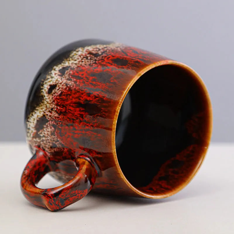 Creative large-capacity retro coffee mug with 8cm height and 8cm diameter, 301-400ml capacity, first grade quality, available in four styles