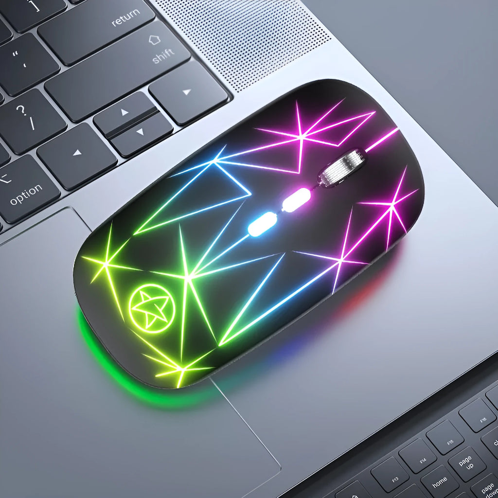 Wireless Bluetooth mouse with luminous charging indicator and metal scroll wheel in six colour options