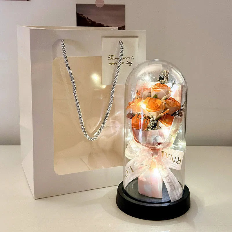 Formed bionic bouquet artificial flower arrangement in a selection of colours including gradient blue and light pink.