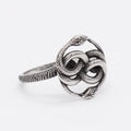 Titanium steel double snake ring with retro European style in steel colour