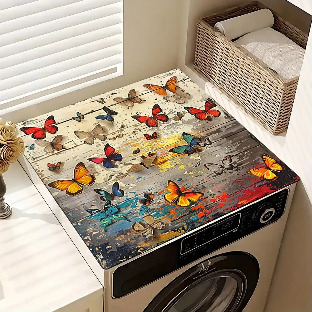 Dustproof absorbent washing machine mat, polyester fibre, square abstract painting print, 30x40cm to 50x60cm