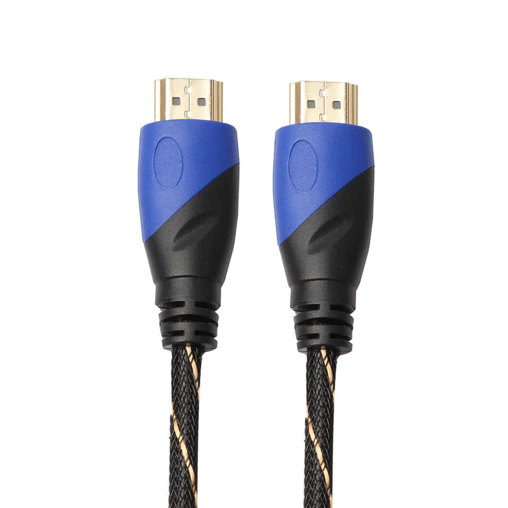 Male to male video cable black and gold with net blue black head aluminium alloy wire core