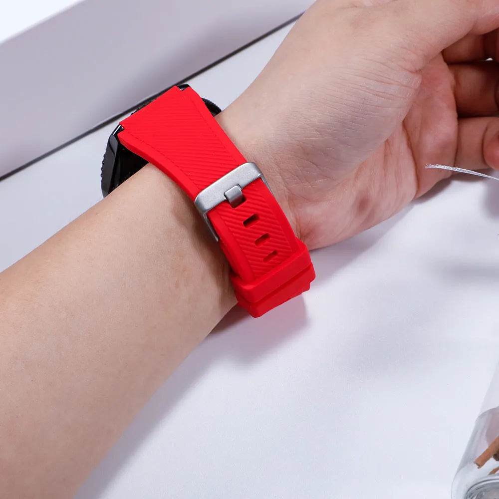 Silicone watch strap for S3 Twill 2022mm monochrome watch, sports style, 125 x 98mm, shown in available colours