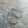Turquoise geometric circle earrings with antique silver finish in bohemian vintage style