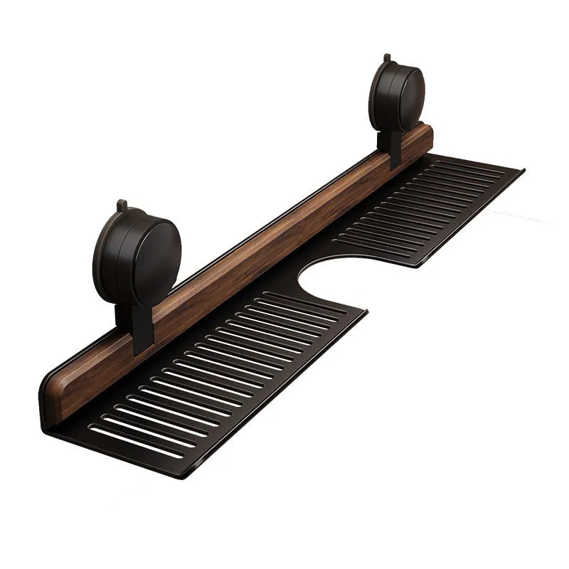 Aluminium alloy faucet hanging rack in black or milky white, over sink shelf, 40cm to 80cm widths