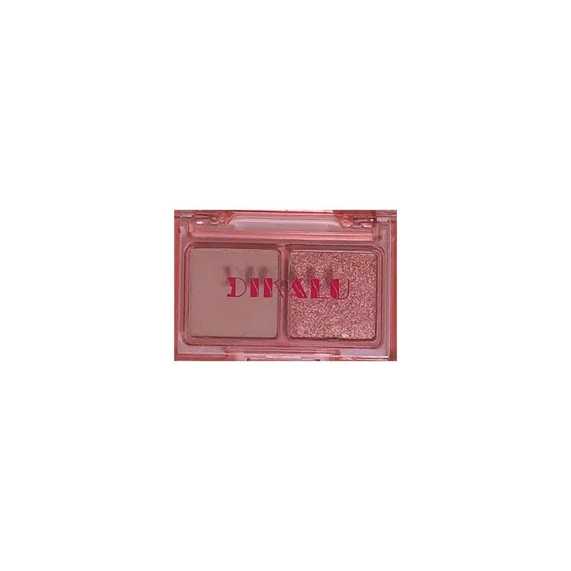 DIKALU two-tone eyeshadow palette showing pink and black colour pans with matte and shimmer finishes