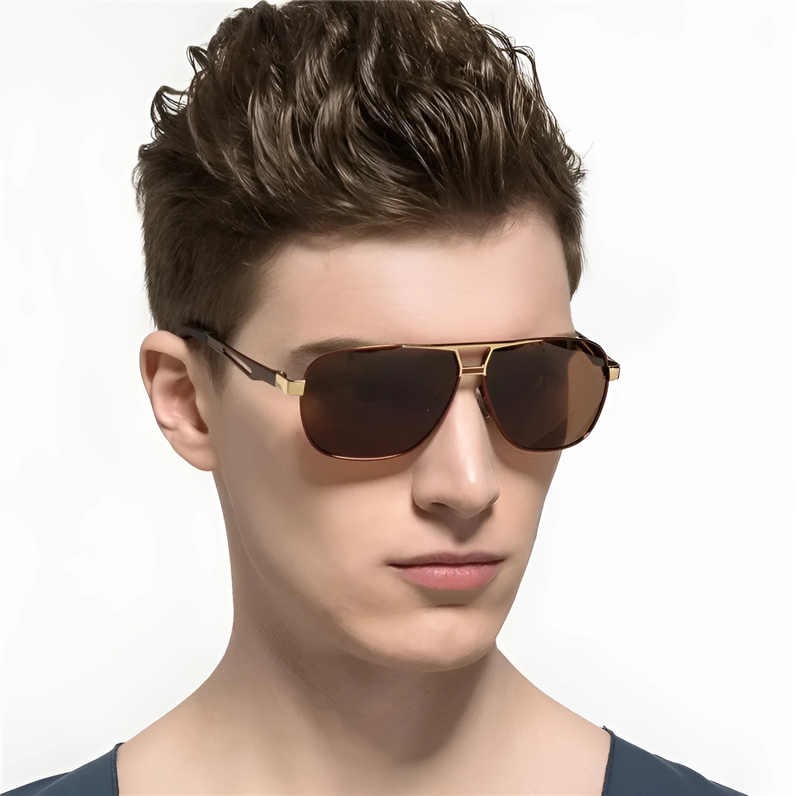 Men's orange red aviator sunglasses with polarised TAC lenses and metal frame