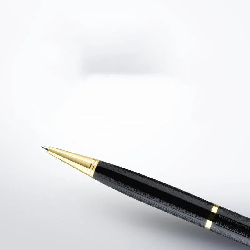 Black pen shaped audio recorder with zinc alloy construction and discreet design