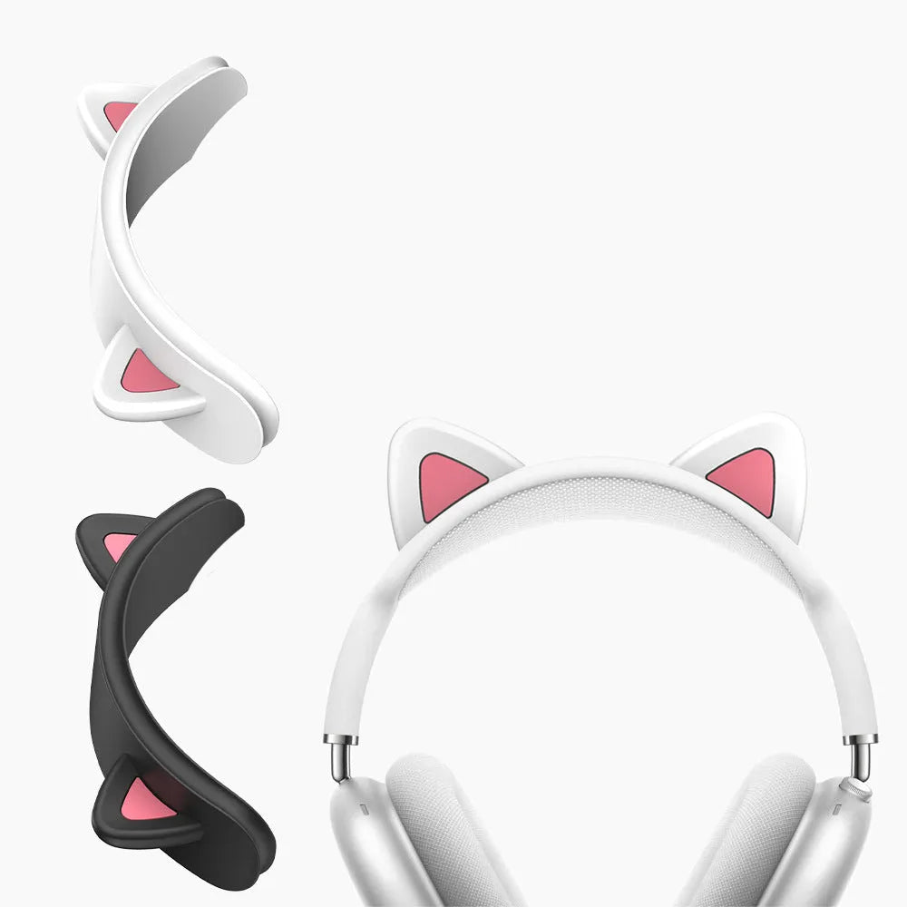Silicone cat ear protective sleeve for Apple AirPods Max in black or white