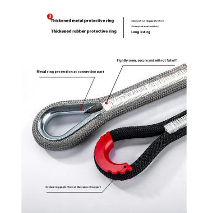 Steel nylon car off-road trailer towing rope with two hooks, available in 3 ton and 5 ton ratings and 3 to 7 metre lengths