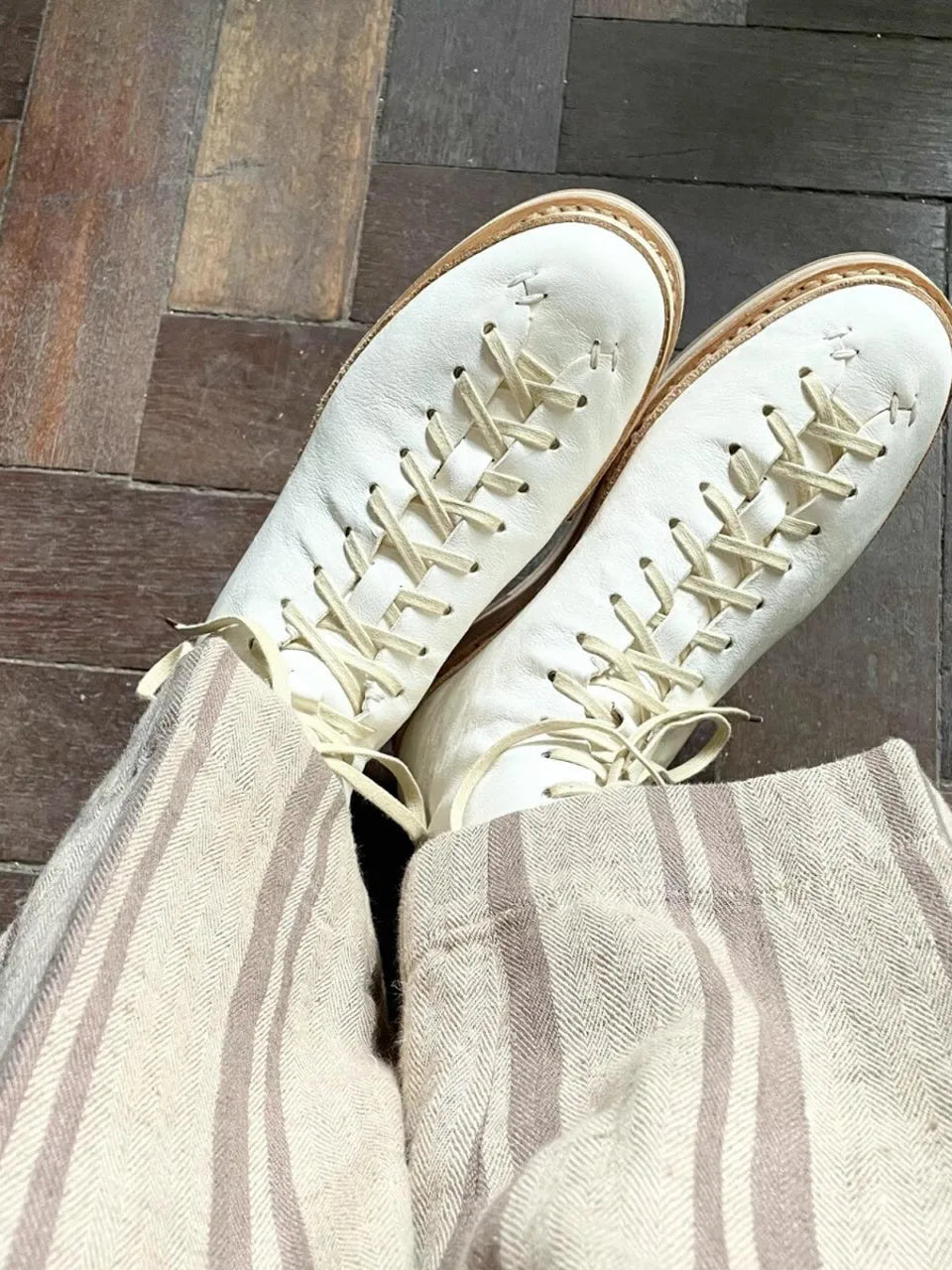 High-top microfibre board shoes with platform sole and lace-up closure, white colourway