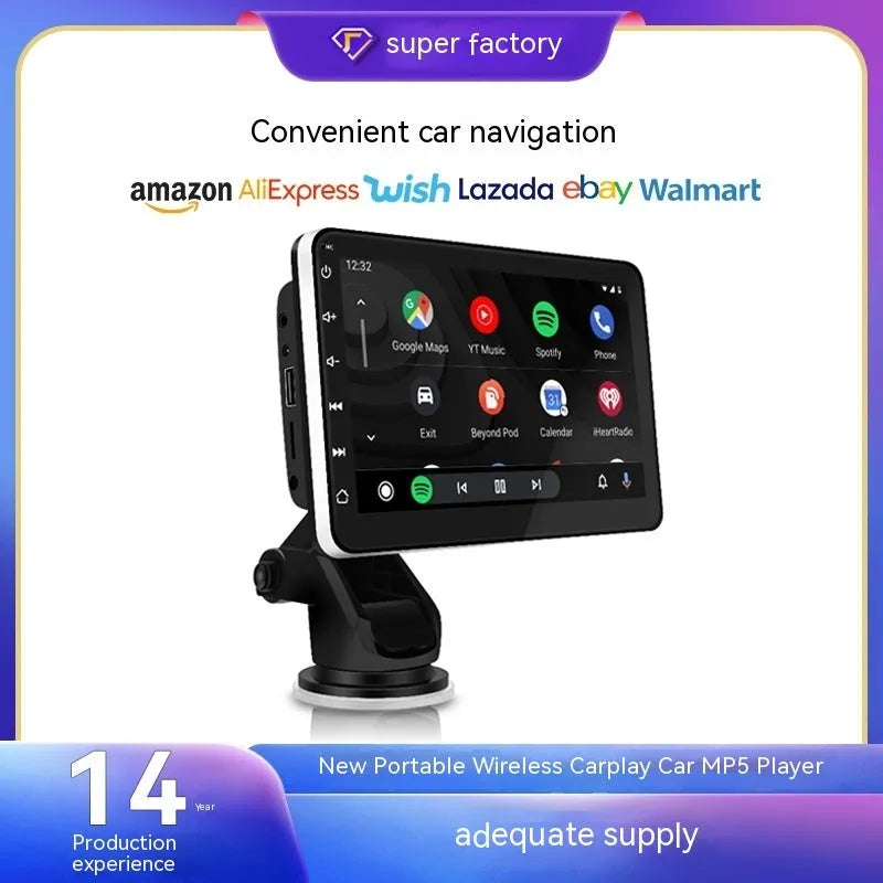 7 inch OLED wireless Carplay GPS navigation system with reversing camera and universal mounting brackets