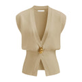 Women's loose fit V-neck button cardigan in knitted polyester fabric shown in multiple colour options
