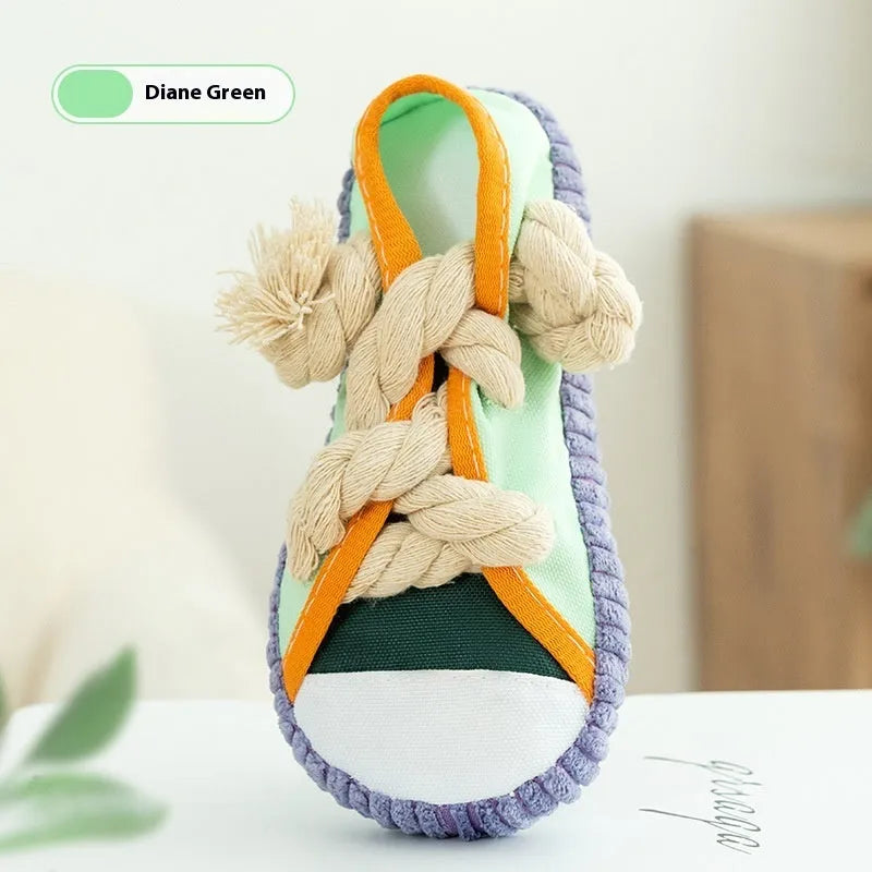 Bite shoes sound pet toy Oxford cloth 7x8x18cm in Rock Yellow with squeaker for dogs