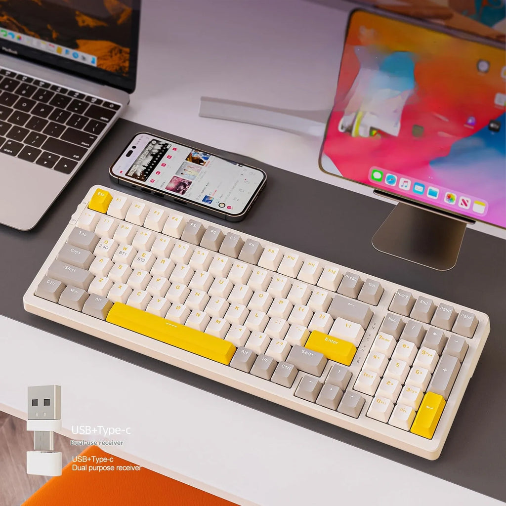 Free Wolf K96 Bluetooth mechanical keyboard in blueberry red axis version with USB receiver