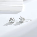 Brass zircon heart shape stud earrings with six claw setting in silver and gold pair