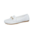 Women's plus-size flat casual shoes in artificial PU, available in white, black, and khaki colours.