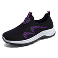 Women's casual sports shoes with mesh upper, round toe, flat heel, available in black, grey, purplish red, taro purple, sizes 36-41