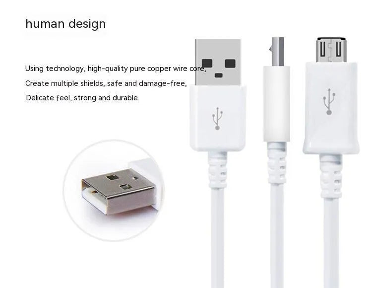 Black and white Android Micro USB data cables with 1m length for phone charging and data transfer