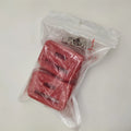 Black and red seat belt lock protective clamp made from ABS plastic
