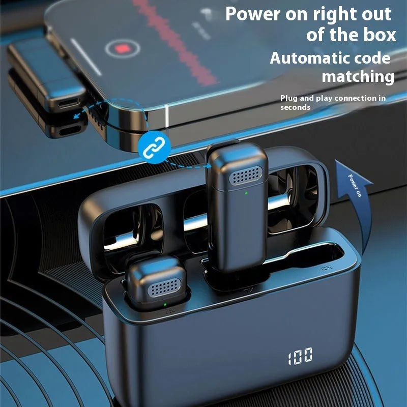 Wireless collar clip microphone with charging bin, Apple or Android option, built-in battery, jiakas brand