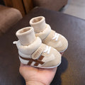 Baby cotton ankle sock shoes in green with soft sole, size inner length 11cm