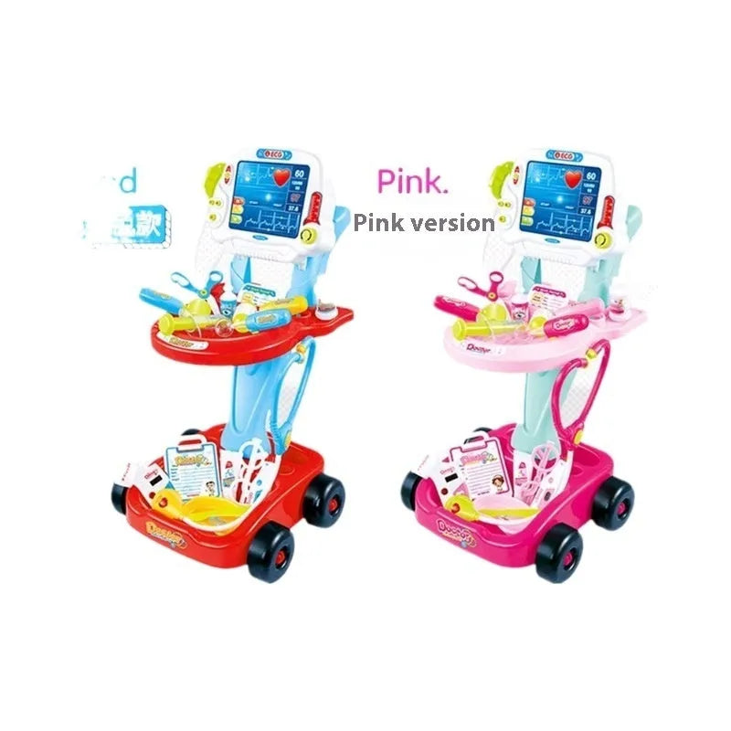 Children play house simulation medicine box toy with ECG function, pink plastic, 1.4kg, for kids aged 4-6
