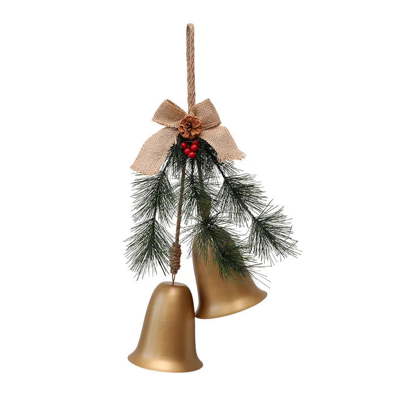 Velvet bow bell small pendant layout prop in red or gold, 50 x 30 x 20cm, metal plastic fabric