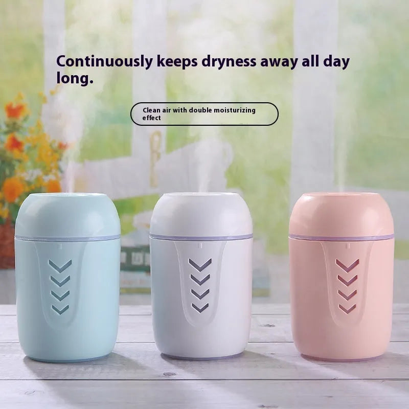 Round portable air purifier in blue colour with USB cable for car, home and office use