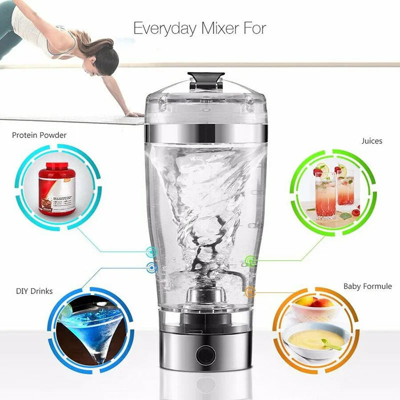 Electric protein shake stirrer USB Type-C portable shaker cup 450ml 600ml with AS cup and PP stirring rod