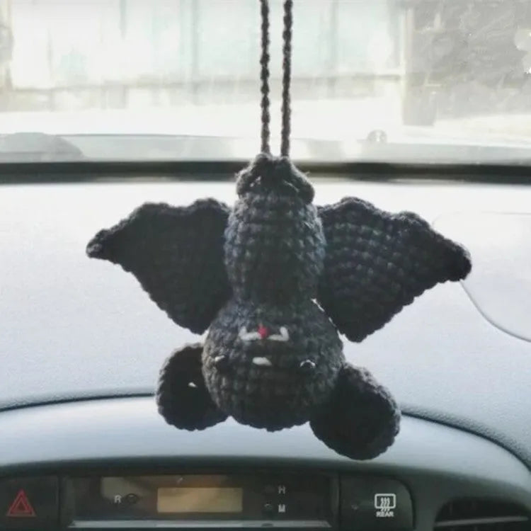 Plush hand-woven automobile hanging ornament with cartoon design for car interior decoration