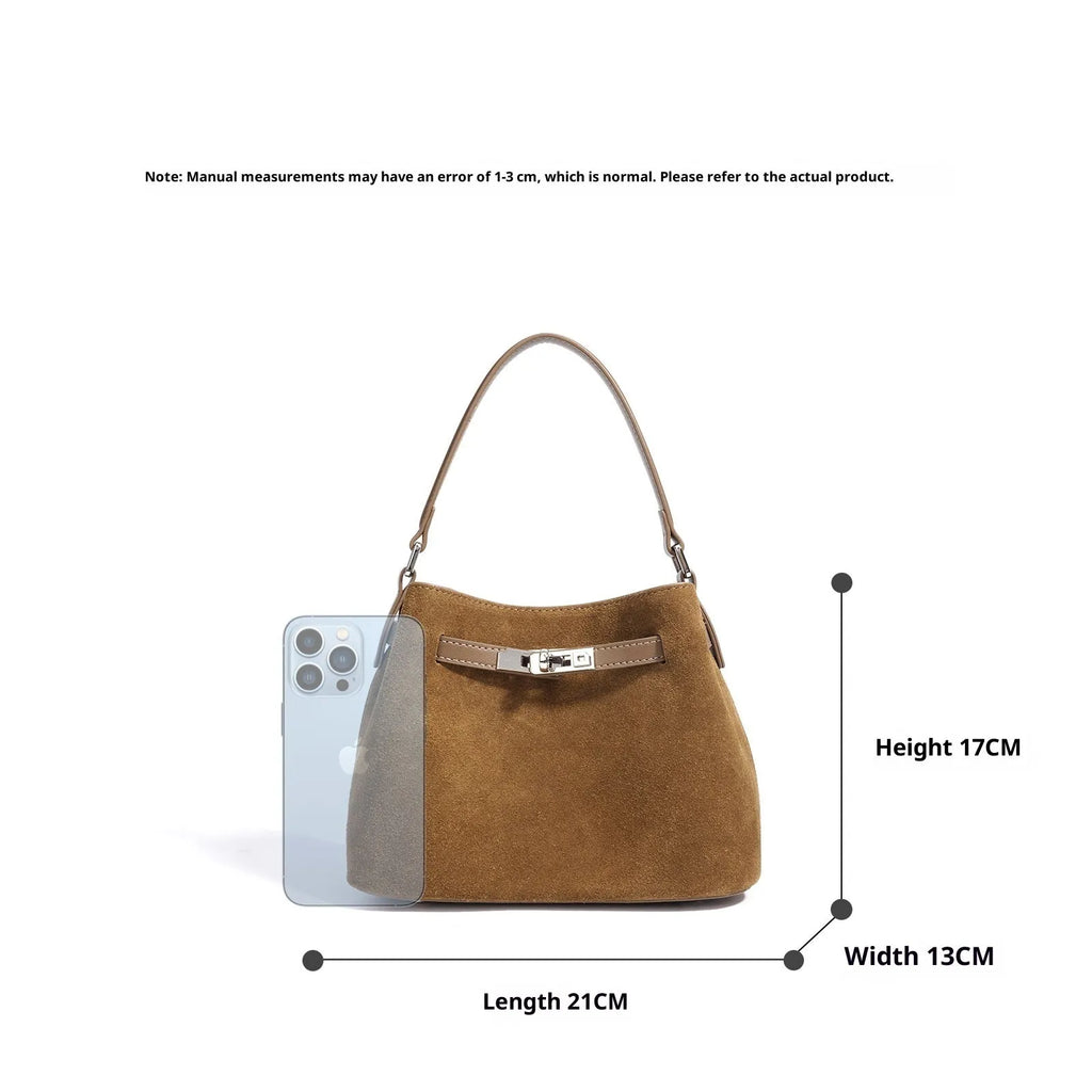 Cortical women's spliced casual crossbody bag in genuine leather with suede finish, vertical square shape