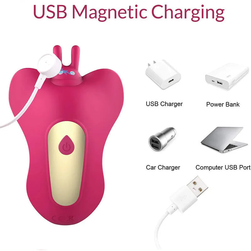 Remote control butterfly wearable silicone vibrator in purple with aluminium bag