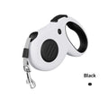 Automatic retractable dog leash with 5m black cord, ABS plastic housing, and anti-slip handle for walking