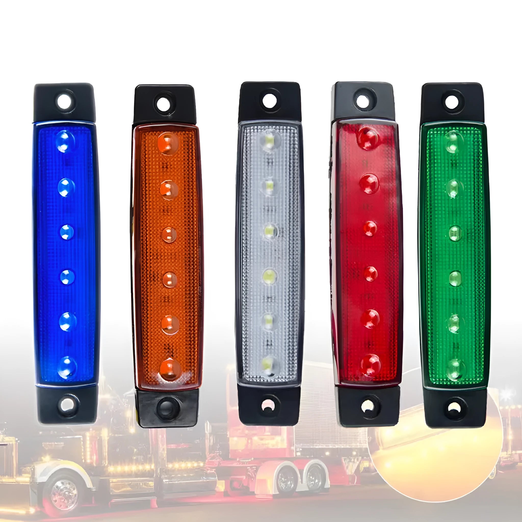 Trailer side warning light with SMD LED technology in multiple colour options