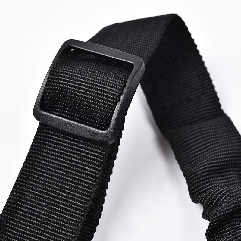 Black nylon pet vehicle retractable safety rope with metal buckle on car seat