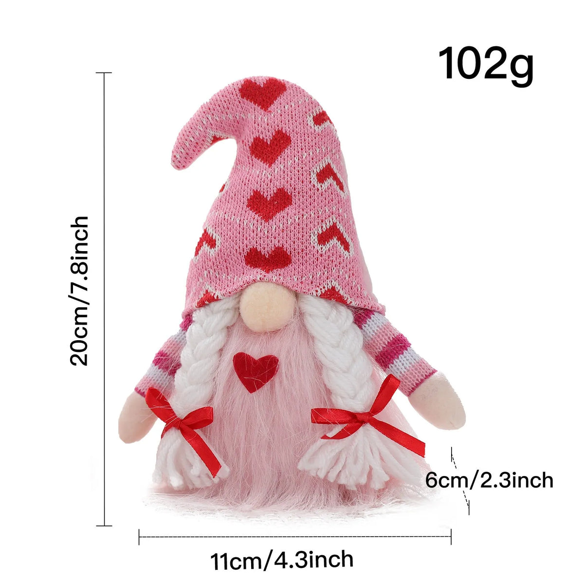 Knitted faceless cloth doll heart decoration with Nordic style for Valentine's Day