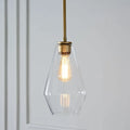 Nordic minimalist glass single head chandelier small 17cm by 28cm with cognac finish and gold hardware