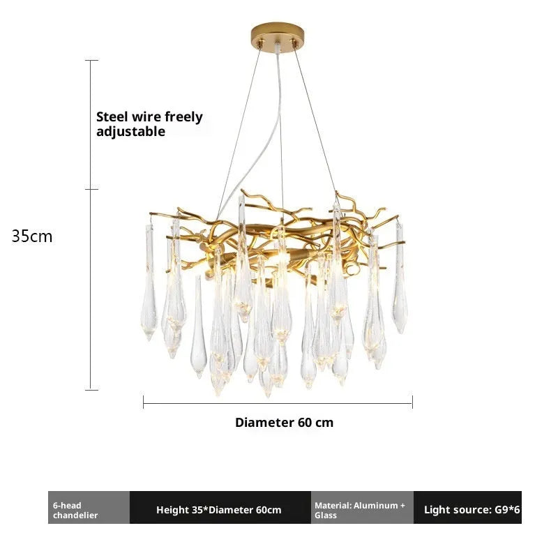 Modern light luxury living room chandelier with upgraded thickened aluminium in round shape