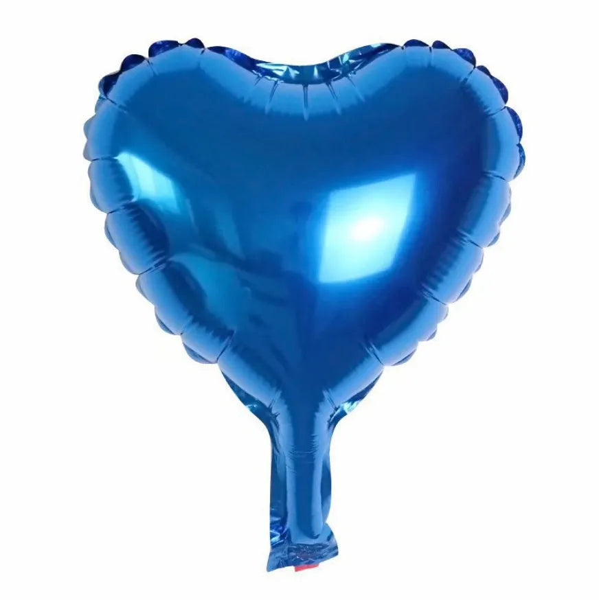Set of five peach heart shaped aluminum foil balloons in metallic colours