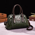 Women's PU leather crossbody shoulder bag with splicing design in black colour, 28x13x20cm