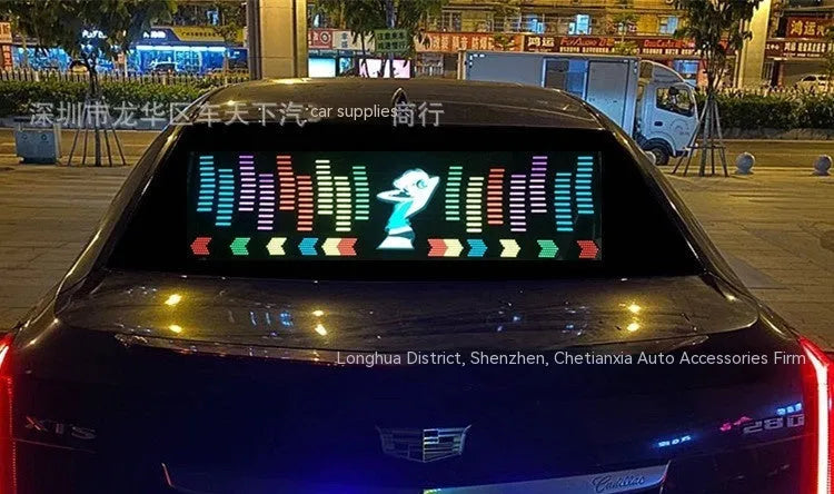 90cm by 25cm car voice control rhythm lamp with EL electroluminescent panel showing music-synchronised lighting patterns